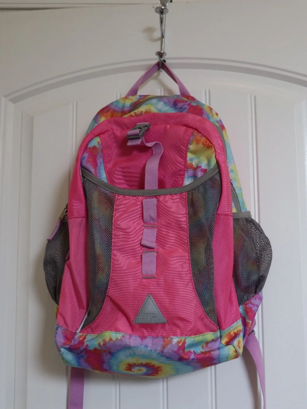 LL Bean Explorer Girls Pink Tie-Dye Backpack Book Bag School Mesh Pockets